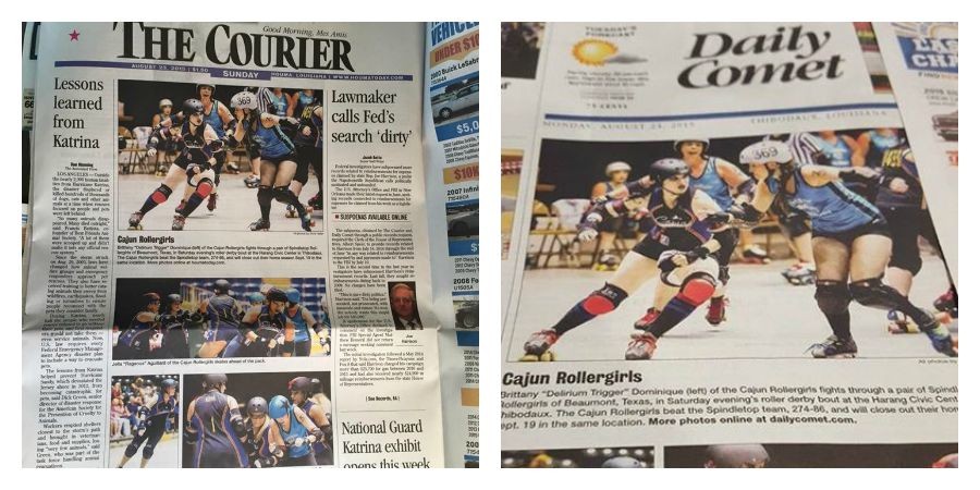 Cajun Rollergirls make the cover of The Courier & The Daily Comet!